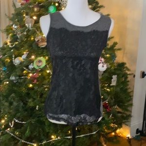 Black and gray lace shell